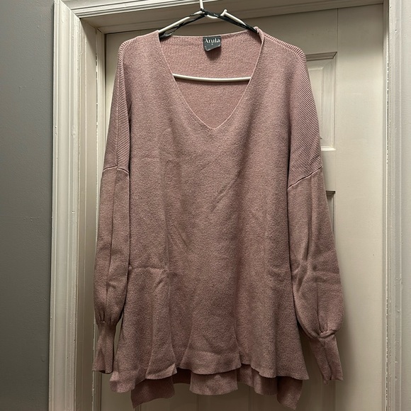 ARULA Sweaters - Arula Sweater Pink Peony V-Neck Long Sleeve Pullover
